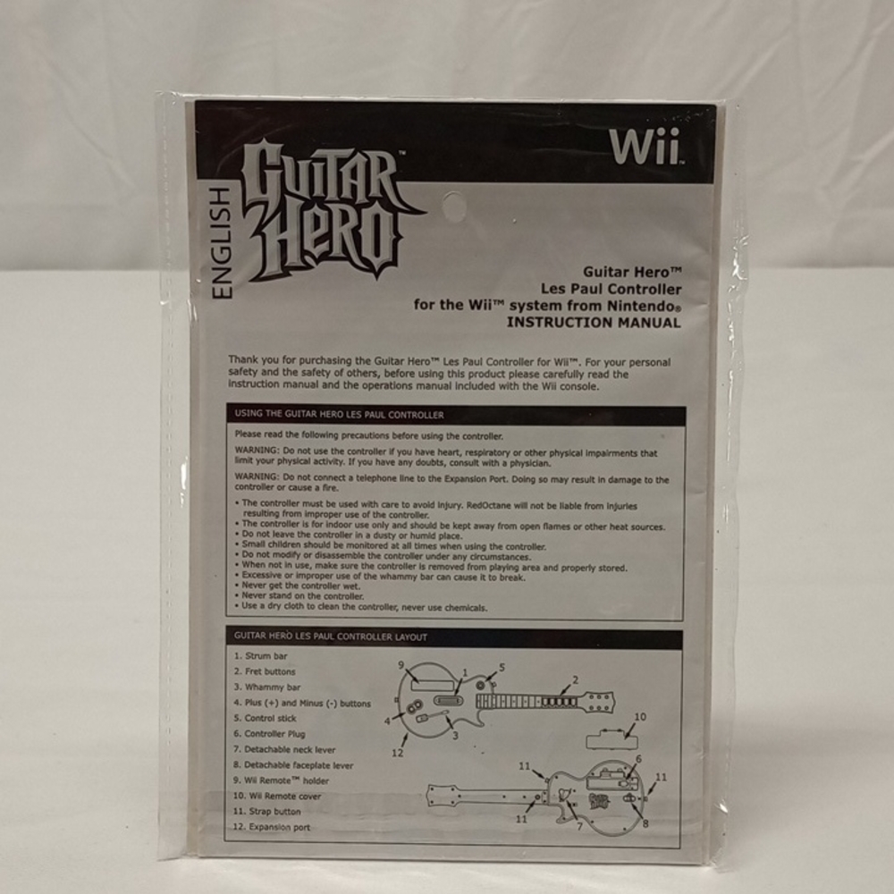 Sealed Unopened! Guitar Hero For Wii Les Paul Controller Instruction Manual Only